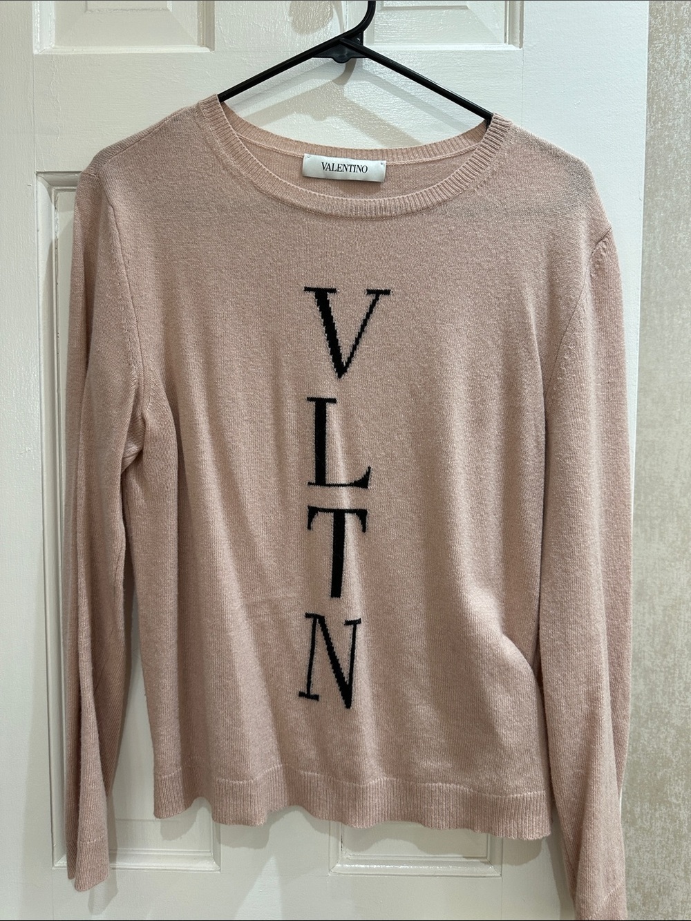 Valentino Blush Crewneck Sweater with VLTN Vertical Logo - Picture 4 of 5
